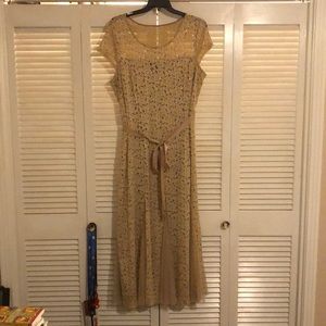 Gold Lace & Glitter Evening Dress